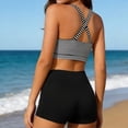 thumbnail image 4 of Purcolt Tankini Swimsuits for Women Stripes 3 Piece Swim Sets Tank Tops with Bra and Boyshorts Tummy Control Modest Bathing Suits Athletic Swimwear, 4 of 9