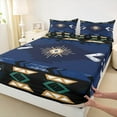 thumbnail image 3 of Manfei Ancient Aztec Theme Full Size Sheets,Darkblue Geometric Geometry Bed Sheets,Boho Bohemain Flower Sheet Sets,Microfiber Bedroom Decorative,4pcs, 3 of 7