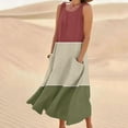 thumbnail image 2 of Summer Dresses for Womens 2025 Plus Size Fashion Bohemia Sleeveless And Linen Round Neck Printed Long Dress, 2 of 5