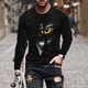 thumbnail image 1 of Blusas y camisas de manga larga con cuello redondo para hombre, estilo casual, cuello redondo, manga larga, camiseta estampada de Halloween, blusas, blusas de poliéster para hombre., 1 of 5