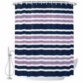 thumbnail image 2 of Navy Blue Purple Striped Waterproof Fabric Shower Curtain,Gradient Horizontal Lines Waterproof Fabric Shower Curtain for Bathroom Curtains Bathtubs Shower Curtains with 12 Hooks Extra Long 72x84, 2 of 8