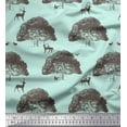 thumbnail image 1 of Soimoi Tissu en Coton Duck Arbre, Tissu Imprimé Animal Rabbit & Reindeer 1 Yard 56 Pouces de Large, 1 of 1