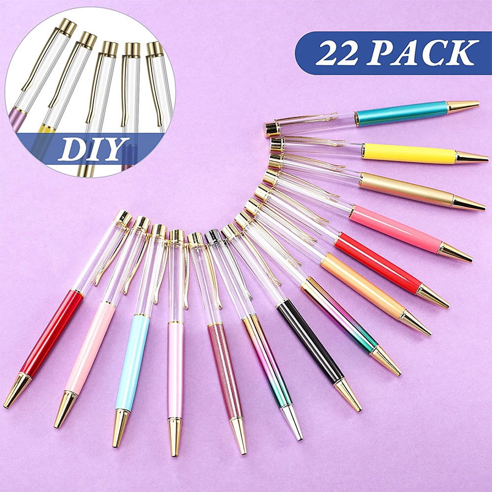22 Colorful Empty Tube Floating DIY Pens,Metal Pens