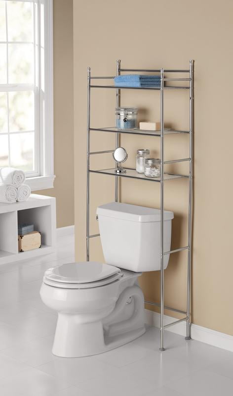 Mainstays over-the-Toilet 3 Shelves Bathroom Space Saver, Chrome Finish