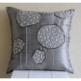 thumbnail image 4 of Cushion Cover For Couch, Grey Pillow Cover, 3D Metallic Sequins and Beaded Flower Throw Pillow Covers 18x18 inch (45x45 cm), Silk Pillows Covers Couch, Floral - Silver Ball Bearings, 4 of 9