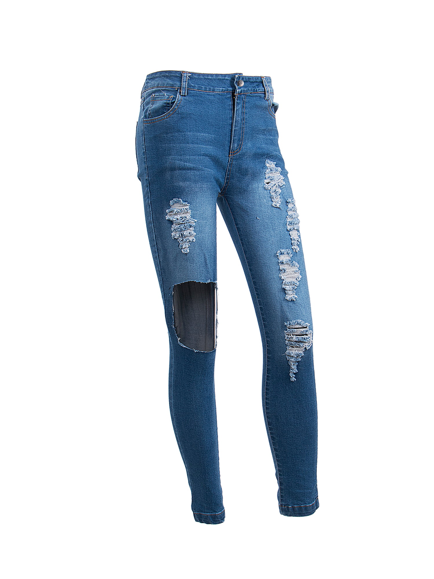 dark blue ripped skinny jeans womens
