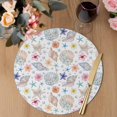 thumbnail image 3 of Nautical Coastal Round 13 Inch Placemats Set of 4, Summer Beach Shell Starfish Floral HeatResistant Non Slip Place Mats for Dining Table, Wipeable Braided Kitchen Table Mats for Housewarming, 3 of 9