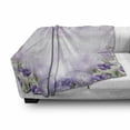 thumbnail image 3 of Floral Soft Flannel Fleece Blanket, Composition of Blossoming Flowers with Green Spring Leaves Romantic Nature, Cozy Plush for Indoor and Outdoor Use, 50" x 70", Lilac Purple Green, by Ambesonne, 3 of 6