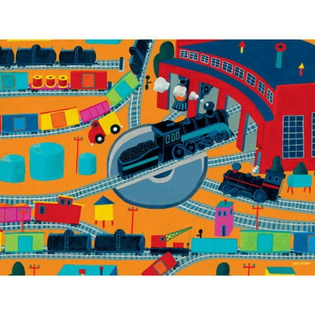 Oopsy Daisy - Train Roundhouse Canvas Wall Art 24x18, Max Grover