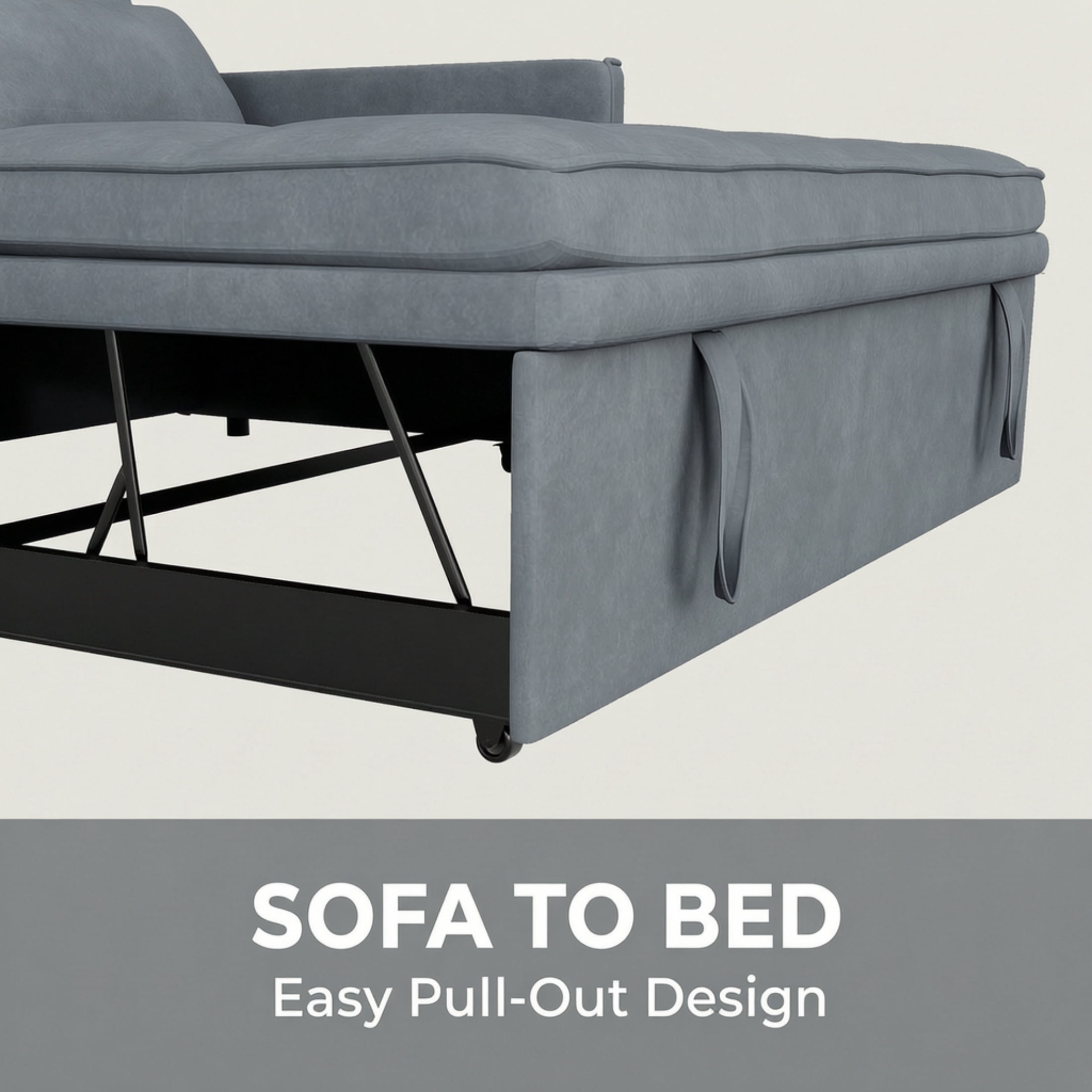 Vinform 3-in-1 Convertible Sleeper Sofa Bed, Loveseat for Small Spaces with Nailhead Trim, USB Ports, Gray