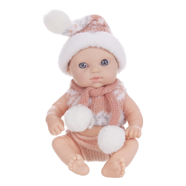 Pink 7 Inch Reborn Enamel Doll Realistic Baby Soothing Toy With Removable Clothes For Kids Pretend Play Gift Washable Soft Pvc Material