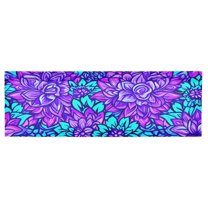 54x18in Purple Flowers Printed Valance Curtain, Semi Sheer and UV Protection, Easy Install