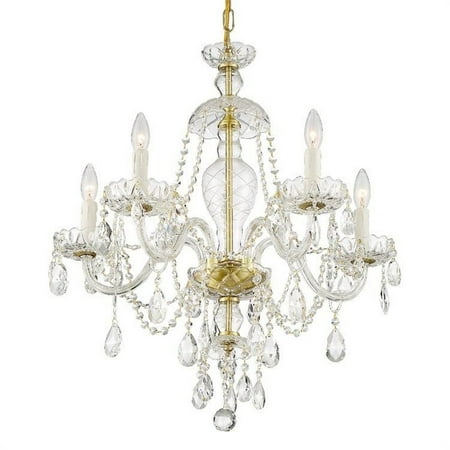 

Crystorama Lighting CAN-A1305-PB-CL-SAQ Candace - 5 Light Chandelier in minimalist Style - 25 Inches Wide by 28 Inches High Clear Swarovski Spectra Polished Brass Finish