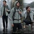 thumbnail image 6 of NEIKU Men's Winter Coat Hooded Work Jacket Warm Quilted Cotton Lined Outdoor Heavy Duty Outerwear Coat Gray-green L, 6 of 9