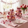 thumbnail image 2 of Heart Cupcake Stand 3 Tier Valentine Pink Dessert Display Cardboard Cupcake Stand Cake Tower Holder Decoration for Party, 2 of 4