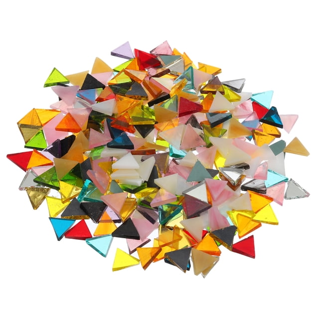 Unique Bargains 200g Stained Glass Mosaic Triangle 14mm Multicolor Glass Mosaic Tiles Bulk for Craft Handmade Project