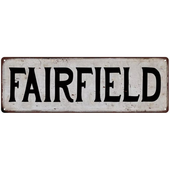 FAIRFIELD Vintage Look Rustic Metal City State Sign 6 x 18 High Gloss Metal 206180041230