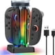 thumbnail image 1 of Base de carga para Nintendo Switch 2 Joy-Cons, soporte magnético 4 en 1 con 5 luces RGB, protección contra sobrecargas, 1 of 7