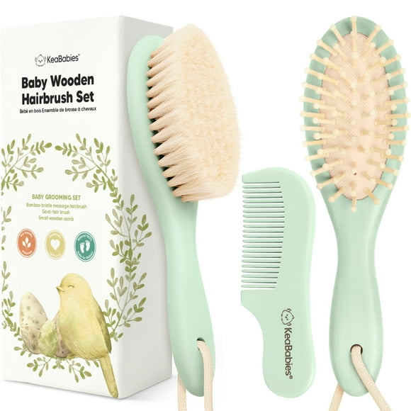 Set de Cepillo y Peine para Bebé KeaBabies con Cerdas Suaves de Cabra