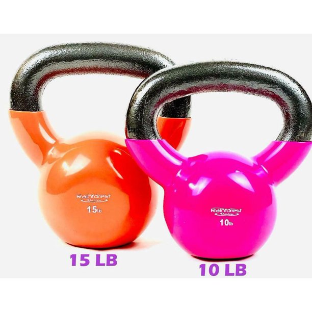 Rainforest Basics Vinyl Coated Cast Iron Kettlebell Weight Set of 10