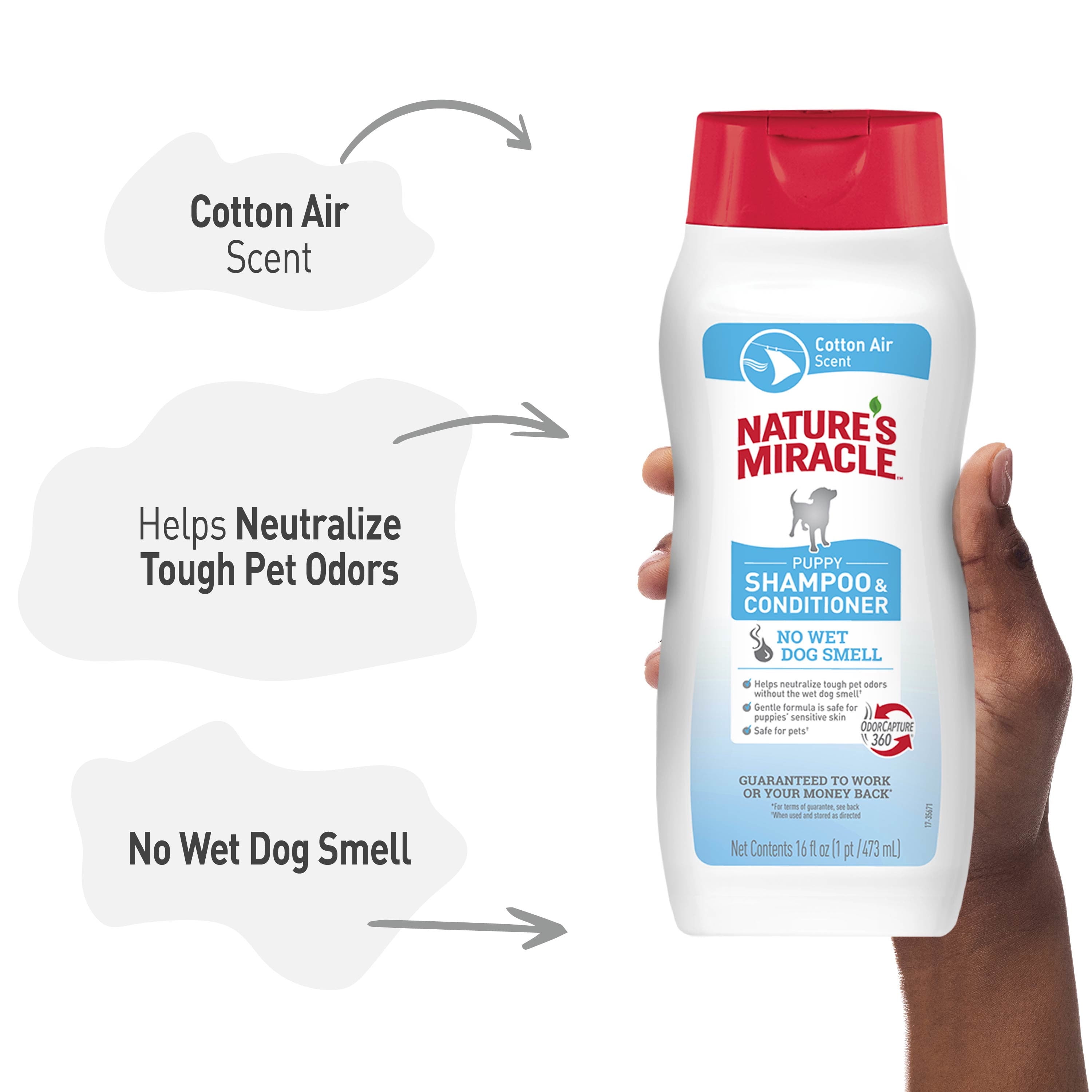 (6 pack) Nature’s Miracle Puppy Shampoo & Conditioner for Dogs, Cotton Breeze Scent, 16 oz.