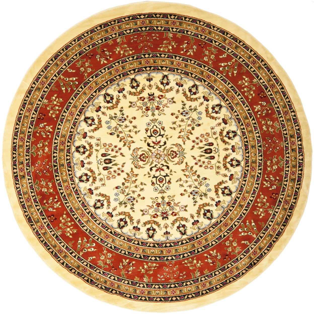 SAFAVIEH Lyndhurst Isadora Traditional Bordered Area Rug, Ivory/Rust, 8' x 8' Round