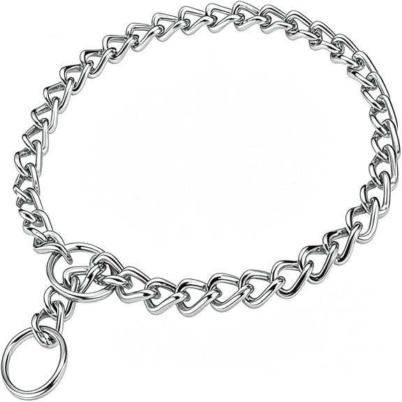 GASTROPOD Chain Choke Collar for Dogs, Metal Slip Link Training Heavy Duty Dog Choker Collar Martingale Puppy Collars for Xs Small Medium Large Big Xl Breed Dogs (Silver, M(Neck Max 18Inch) D3.0Mm)