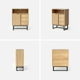 thumbnail image 5 of EYYTHUNG Fluted Bathroom Cabinet with Sliding Door, 3 Drawers Wood Cabinet with Black Metal Base Adjustable Shelves Modern Freestanding Storage Cabinet, 5 of 9