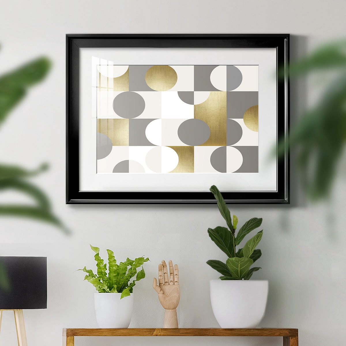 Modern Gold Reflections Premium Framed Print - Ready to Hang