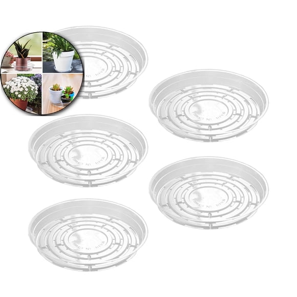 Dvruxg 5 Pcs Soucoupes pour Plantes - Plateaux d'Égouttement de 10 Pouces et 8 Pouces pour Grands Pots Intérieurs et Extérieurs - Solutions de Soucoupes pour Plantes en Plastique Transparent Durable