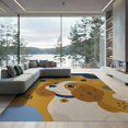 thumbnail image 2 of ODIKA 6'x9' Washable Area Rug Non-Slip, Easy Care, Blue Gold Whimsical Canine Illustration Charming Abstract Puppy Motifs with Playful Dots for Family Room, Living Room, Master Bedroom, 2 of 7