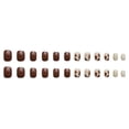 thumbnail image 1 of False Nails HUOGUO Midi, marrón, estilo francés con estampado de vacas, 24 unidades, 1 of 4