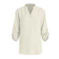 thumbnail image 3 of QGJZVUNL Business Casual Outfits for Women V Neck Shirts with Chest Pockets Dressy Wotk Tops Size 2XL, 3 of 8