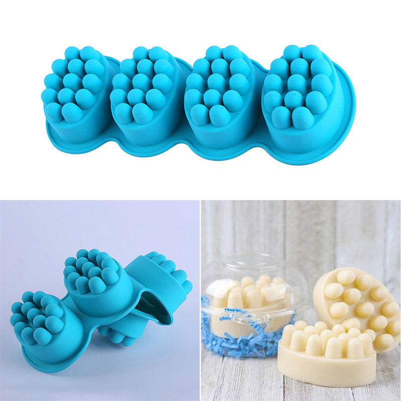 Silicone Massage Soap Mold Therapy Bar Soap Making Tools DIY Homemade Oval Spa