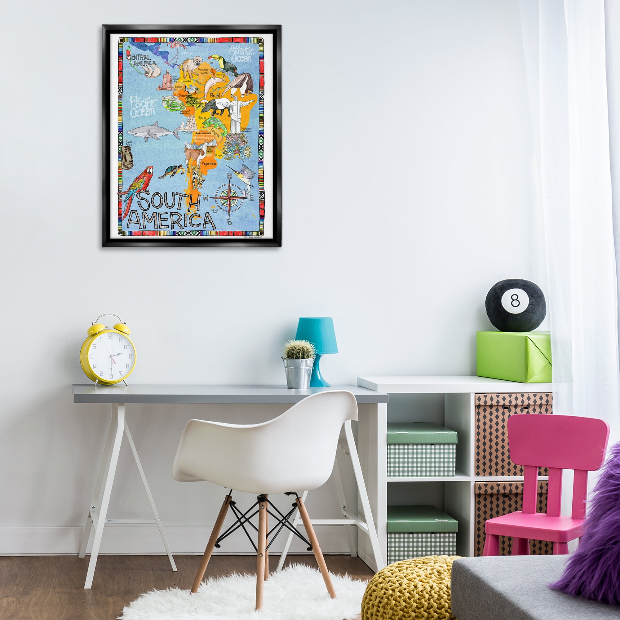 Stupell Industries South Africa Animal Map Town & City Painting Black Floater Framed Art Print Wall Art, 25 x 31
