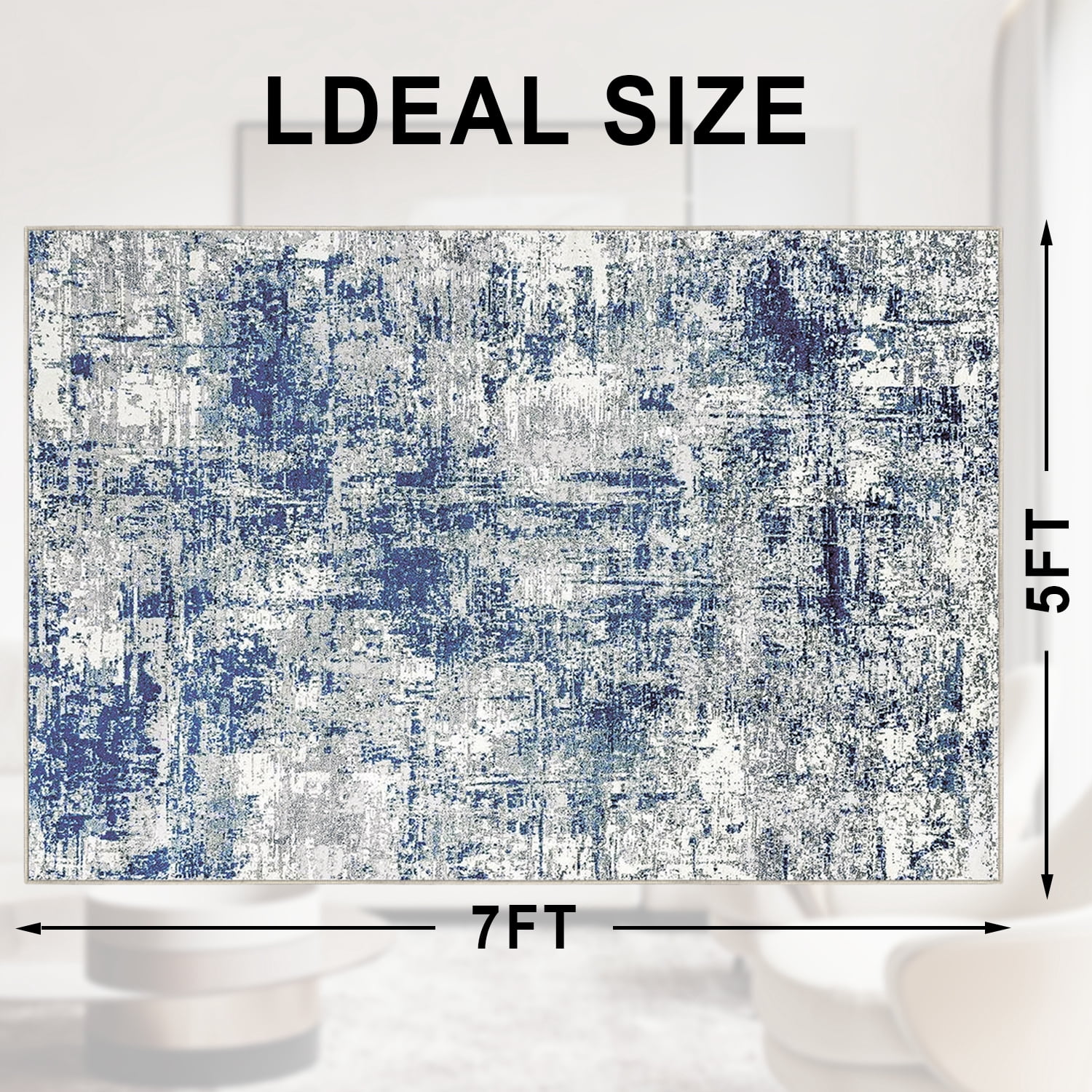 TECHVIDA Area Rug 5x7,Modern Abstract Rug,Machine Washable for Living Room Rugs, Foldable Nonslip Indoor Carpet,Bedroom Living Room-Blue