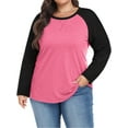 thumbnail image 2 of WellSize Plus Size T Shirts for Women Color Block Long Sleeve Fall Tops Casual Tee Crew Neck Blouses, 2 of 8