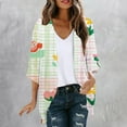 thumbnail image 2 of miqiqism Lightweight Cardigans for Women Trendy Casual Open Front Graphic Floral Print Cardigan Juniors Fashion Long Sleeve Pleated Tops Cover Up Jacket,White,Large, 2 of 5