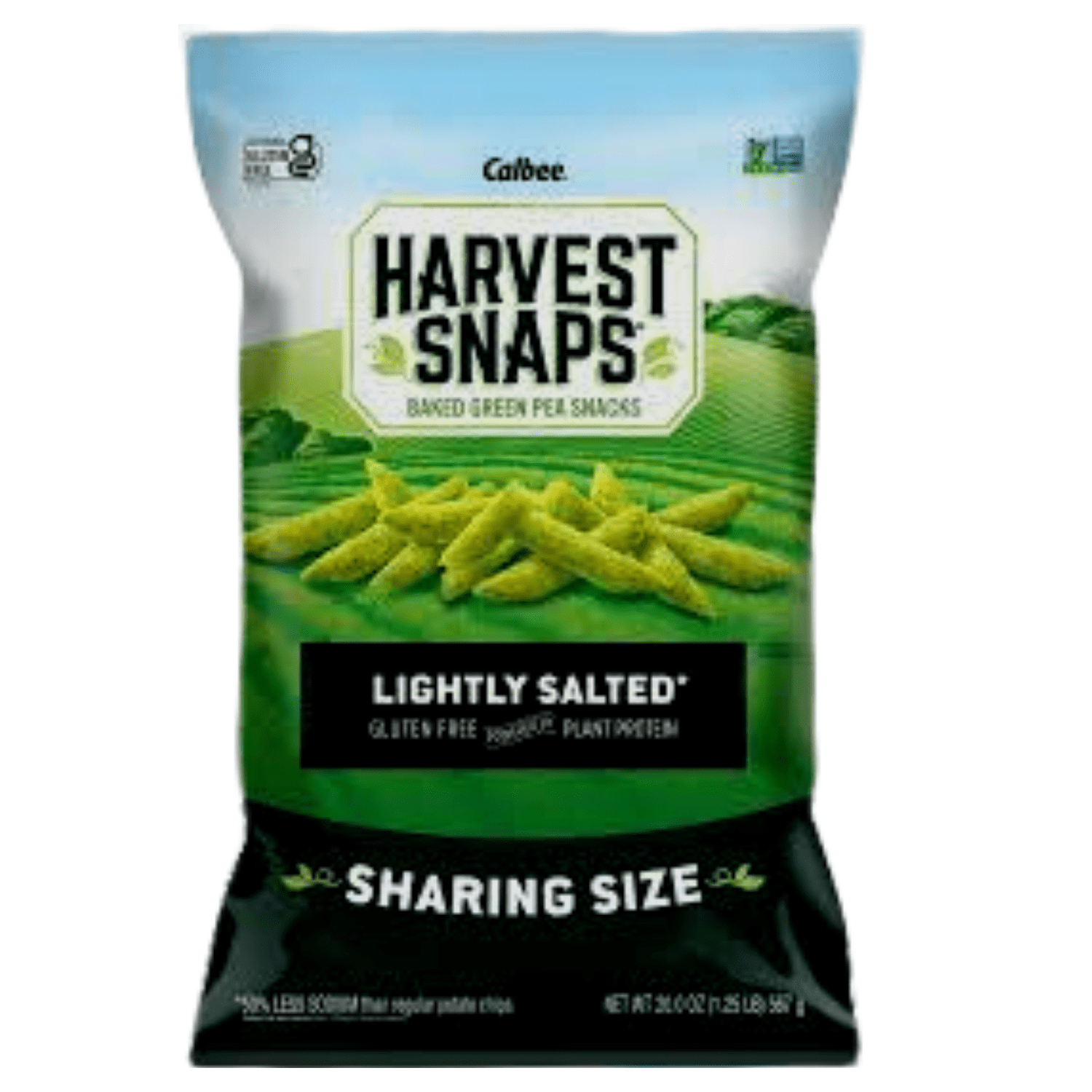 Harvest Snaps Lightly Salted Baked Green Pea Snacks Plant Protein Gluten Free Crunchy Chips Sharing Size Party Indoor Outdoor Camping Snacking, 20 oz - 1 Bag