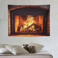 thumbnail image 4 of ONETECH  40x30Inches Burning Fire Tapestry Christmas Fireplace Bright Brick Wall Hanging Vintage Merry Elements Festival Celebrate Wall Tapestry for Living Room Decor, 4 of 7