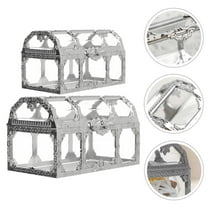 LABSERRON 2Pcs Mini Jewelry Box Treasure Chest Shape Present Case for Candy and Silver Plastic Storage Container
