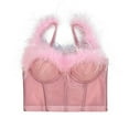 thumbnail image 2 of Xfvqtps Womens Feather Corset Crop Tops Sling Tube Top Spaghetti Straps Bustier Vest Flexible Boned Support Pink, 2 of 7