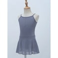 thumbnail image 5 of Aislor Girls Hollow Back Camisole Gymnastics Dance Leotards Ballet Tutu Dress 3-16 Purple-grey 15-16, 5 of 7