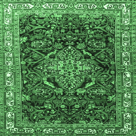 Ahgly Company Indoor Square Persian Emerald Green Traditional Area Rugs, 5' Square
