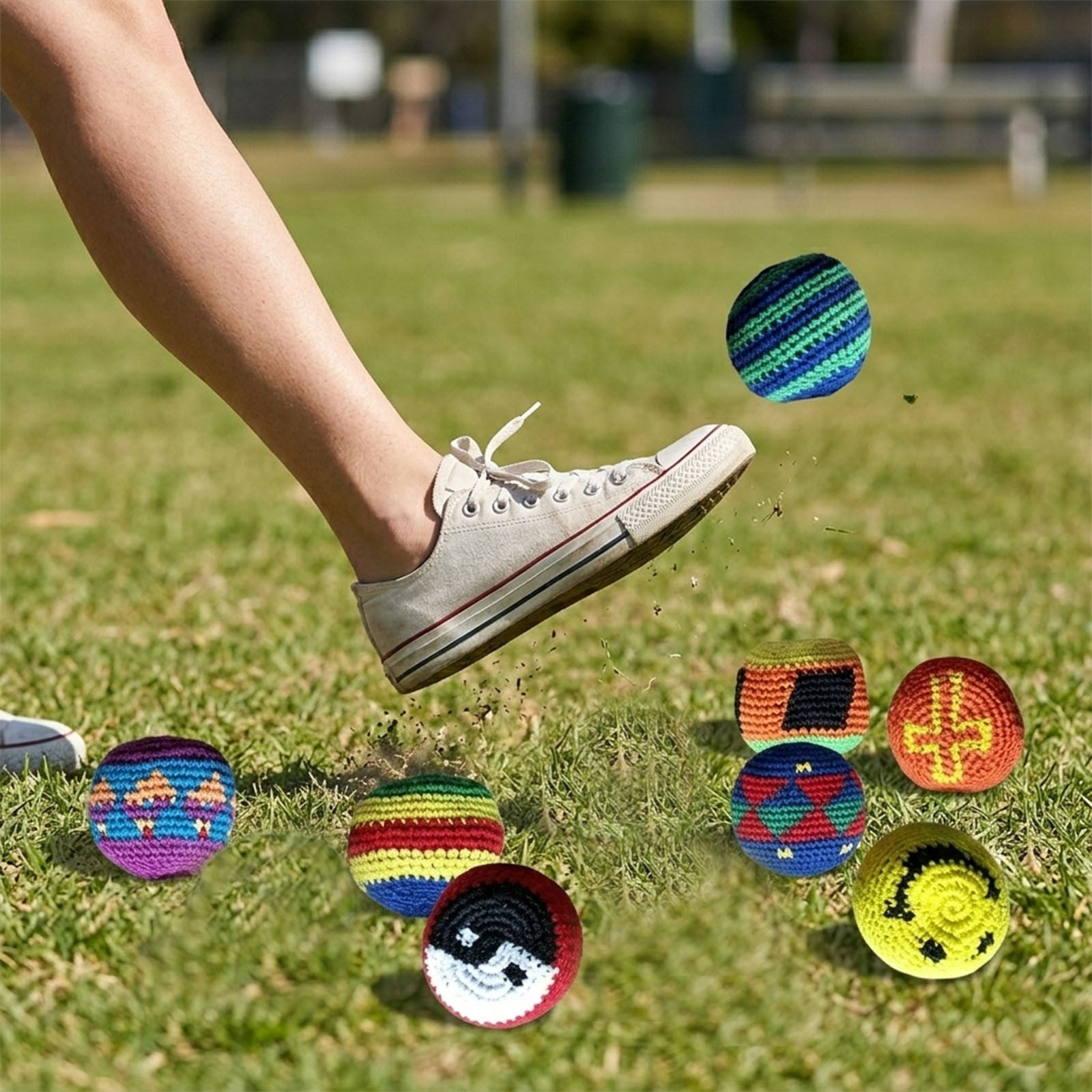 Beach Knitted Sports Sandbag 8-Pack Outdoor Toss Game Toy for All Ages Coordination Training(Multicolor)