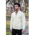 thumbnail image 2 of SAOL 100% Merino Wool Cable Knit Zip Cardigan Sweater with Pockets Men's Winter Warm Irish Fisherman Pullover, 2 of 9