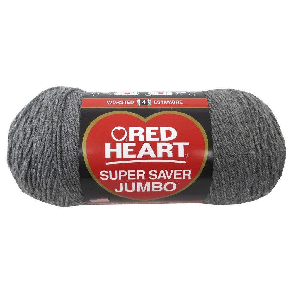 Red Heart Super Saver Jumbo 10 Ounce Grey Heather Yarn, 1 Each