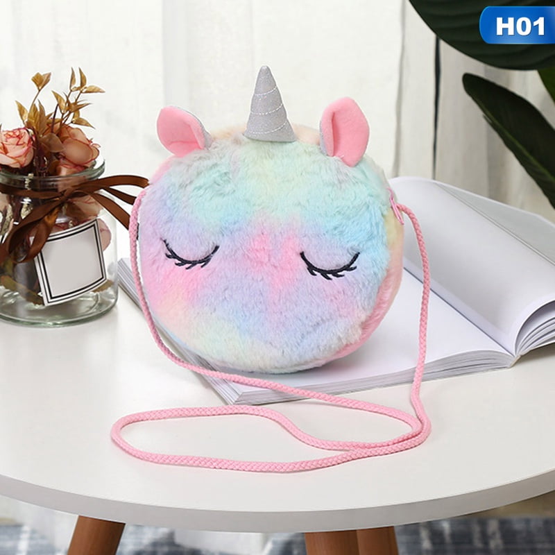 SHIYAO - SHIYAO Kids Rainbow Unicorn Plush Bag Handbag Crossbody Purses Cute Shoulder Bag Gift