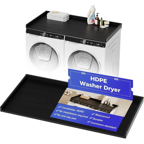Babenest No-Installation HDPE Washer Dryer Countertop, Over Washer and Dryer Counter Topper Sturdy Cover for Laundry Room Storage and Organization(Black)