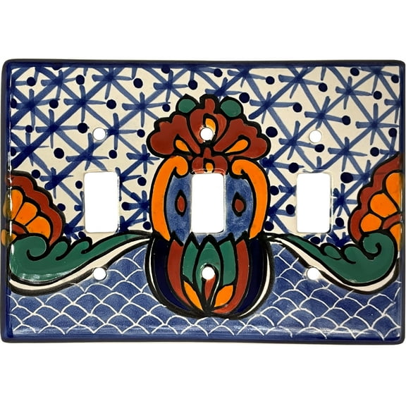 Triple Toggle Turtle Talavera Switch Plate